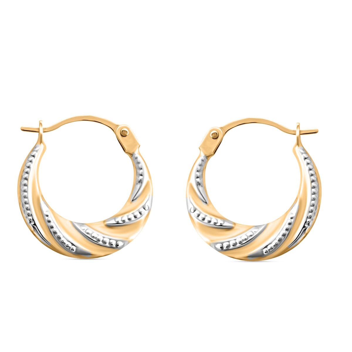 Hoop Earrings in 14K Yellow and White Gold 0.46 Grams image number 0
