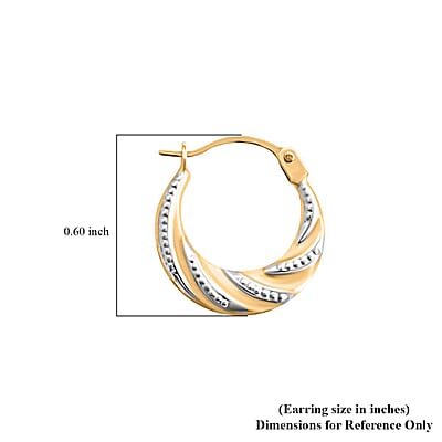 Hoop Earrings in 14K Yellow and White Gold 0.46 Grams