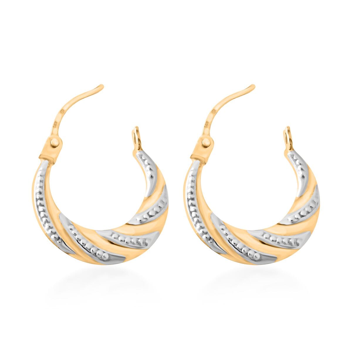 Hoop Earrings in 14K Yellow and White Gold 0.46 Grams image number 3