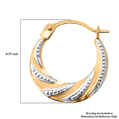Hoop Earrings in 14K Yellow and White Gold 0.46 Grams