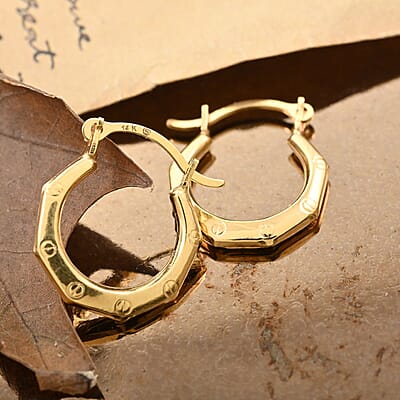 14K Yellow Gold Hoop Earrings 0.38 Grams