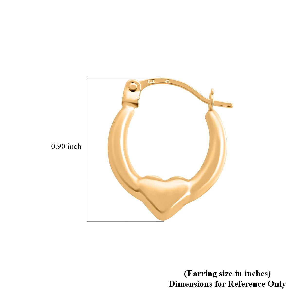 14K Yellow Gold Heart Hoop Earrings 0.37 Grams