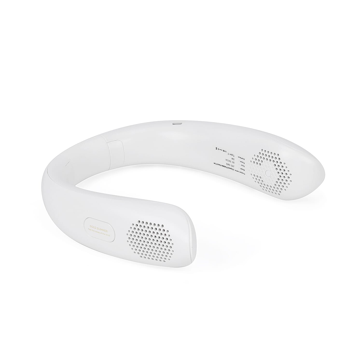 White Portable Bladeless Neck Fan with Display Screen and 3 Speed Mode (4000 mAh)