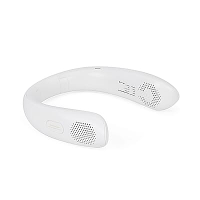 White Portable Bladeless Neck Fan with Display Screen and 3 Speed Mode (4000 mAh)