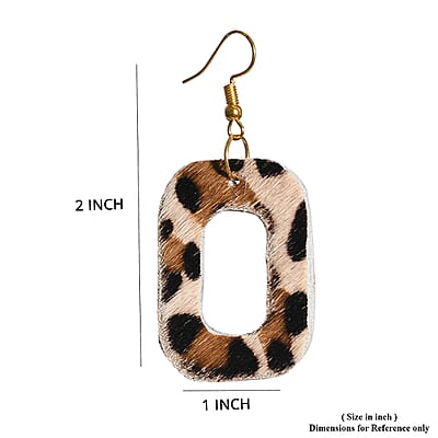 Black Genuine Leather Leopard Print RFID Messenger Sling Bag with Fringes and Leather Earrings