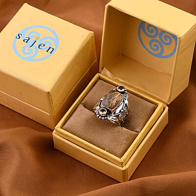 Sajen Silver Rutilated Golden Quartz and Brazilian Citrine 7.40 ctw Ring in Sterling Silver (Size 10.0)