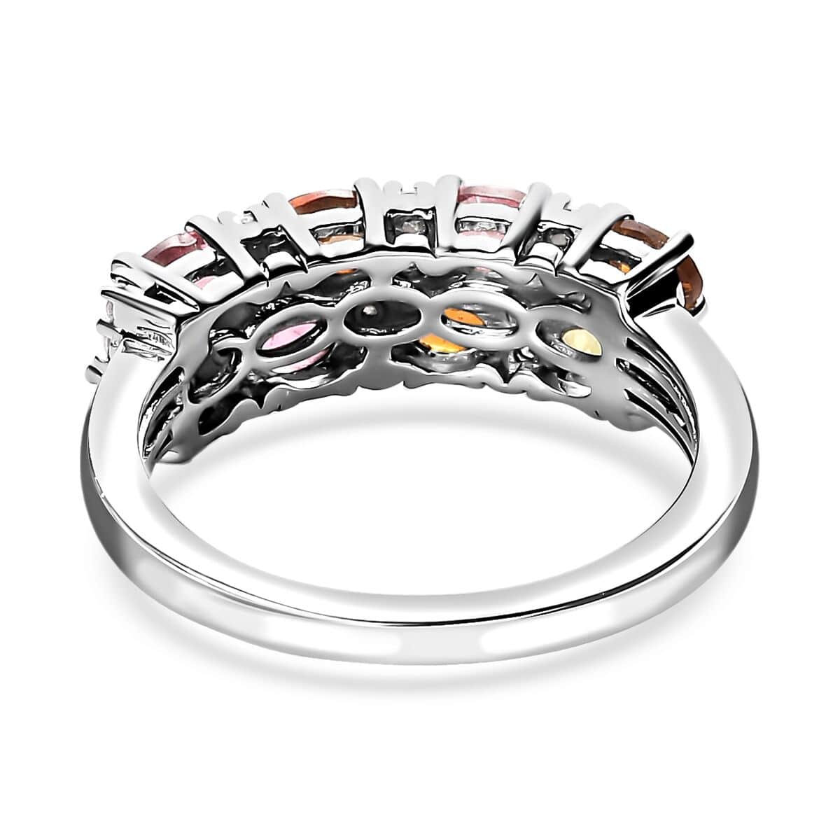 Multi-Tourmaline and Moissanite Ring in Platinum Over Sterling Silver (Size 10.0) 1.60 ctw image number 4