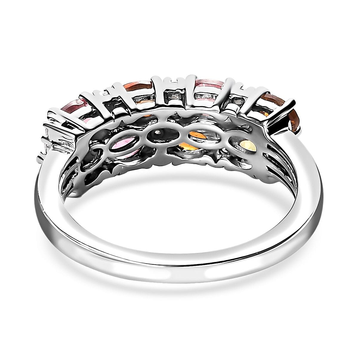 Multi-Tourmaline and Moissanite 1.60 ctw Ring in Platinum Over Sterling Silver (Size 8.0) image number 4