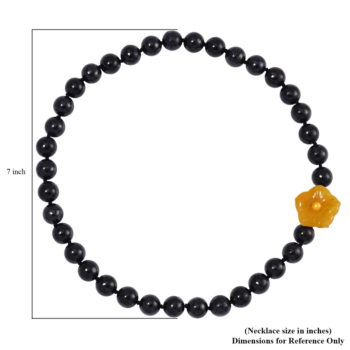 Honey Jade Carved Flower (D), Golden Freshwater Pearl, Shungite 461.00 ctw Necklace in Rhodium Over Sterling Silver 20 Inches image number 4