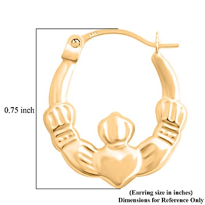 14K Yellow Gold Claddagh Hoop Earrings (0.50 g)