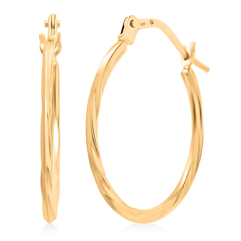 14K Yellow Gold Twisted Hoop Earrings 0.53 Grams