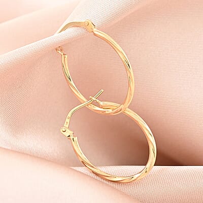 14K Yellow Gold Twisted Hoop Earrings 0.53 Grams