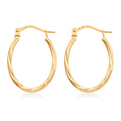 14K Yellow Gold Twisted Hoop Earrings 0.53 Grams