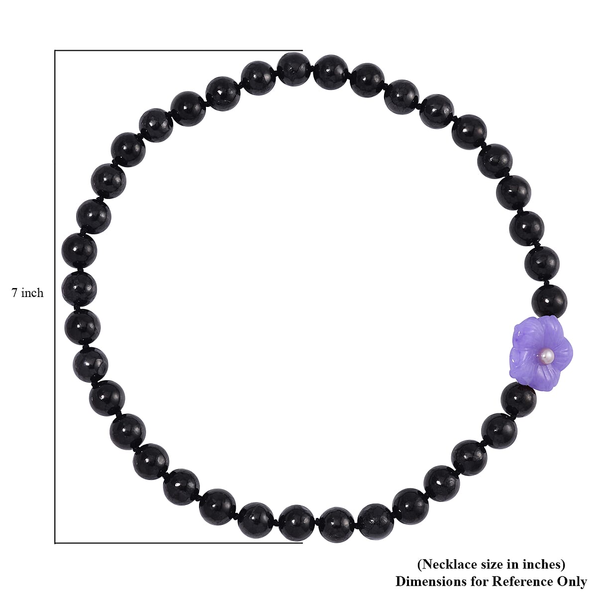 Purple Jade Carved Flower (D), Purple Freshwater Pearl, Shungite 461.00 ctw Necklace in Rhodium Over Sterling Silver 20 Inches image number 4