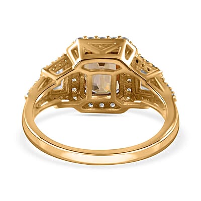 Luxoro Premium Yellow Zircon and White Zircon 5.35 ctw Halo Ring in 10K Yellow Gold (Size 10.0)