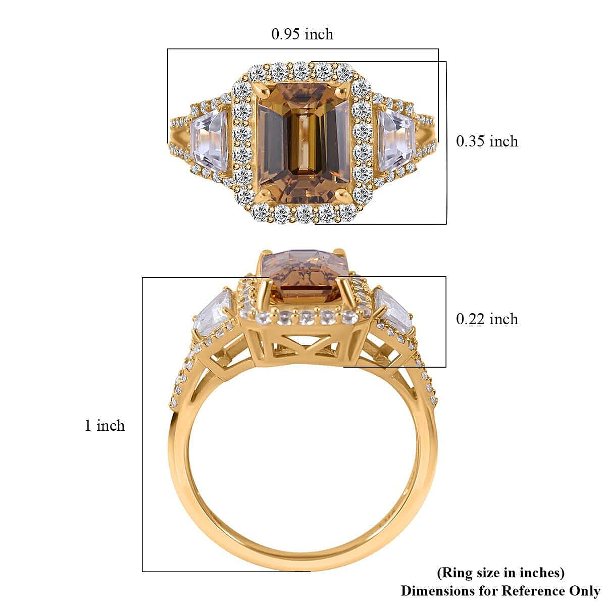 Luxoro Premium Yellow Zircon and White Zircon 5.35 ctw Halo Ring in 10K Yellow Gold (Size 10.0)