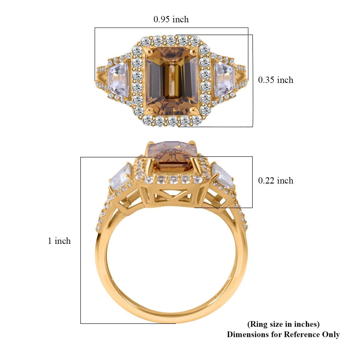 Luxoro Premium Yellow Zircon and White Zircon 5.35 ctw Halo Ring in 10K Yellow Gold (Size 10.0) image number 4