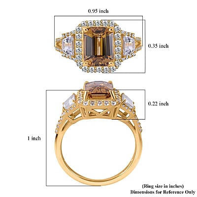 Luxoro Premium Yellow Zircon and White Zircon 5.35 ctw Halo Ring in 10K Yellow Gold (Size 10.0)