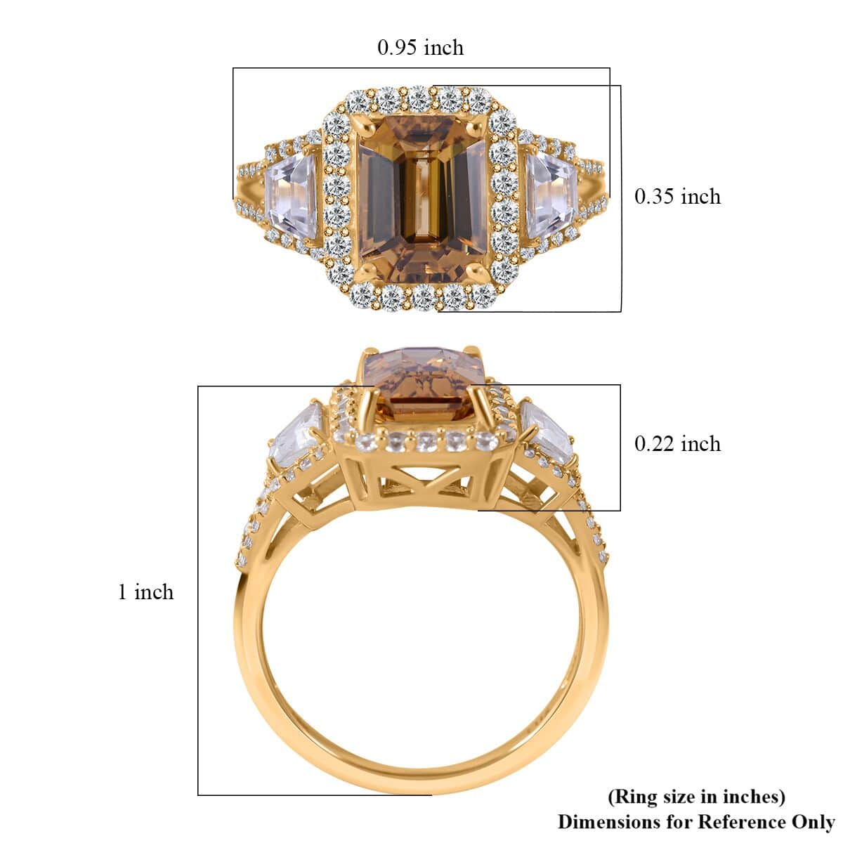 Luxoro Premium Yellow Zircon and White Zircon 5.35 ctw Halo Ring in 10K Yellow Gold (Size 6.0) image number 4