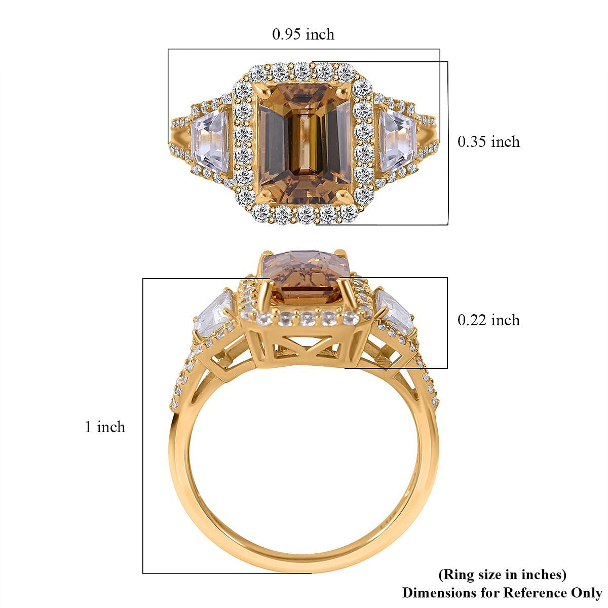 Luxoro Premium Yellow Zircon and White Zircon 5.35 ctw Halo Ring in 10K Yellow Gold (Size 7.0) image number 4