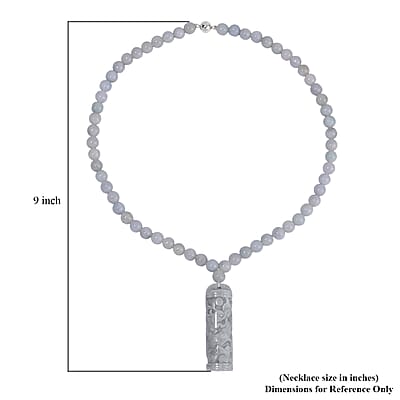 Natural Jade Carved Dragon Beaded Necklace 20 Inches in Rhodium Over Sterling Silver 308.00 ctw
