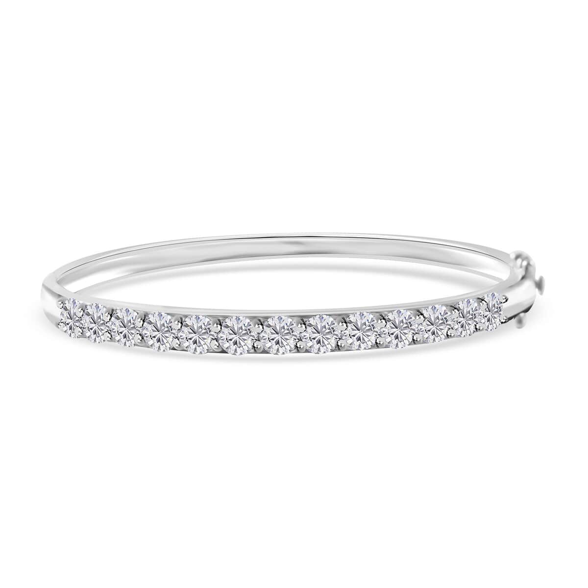 Moissanite Bangle Bracelet in Platinum Over Sterling Silver (6.50 In) 6.50 ctw image number 0