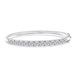 Moissanite Bangle Bracelet in Platinum Over Sterling Silver (6.50 In) 6.50 ctw