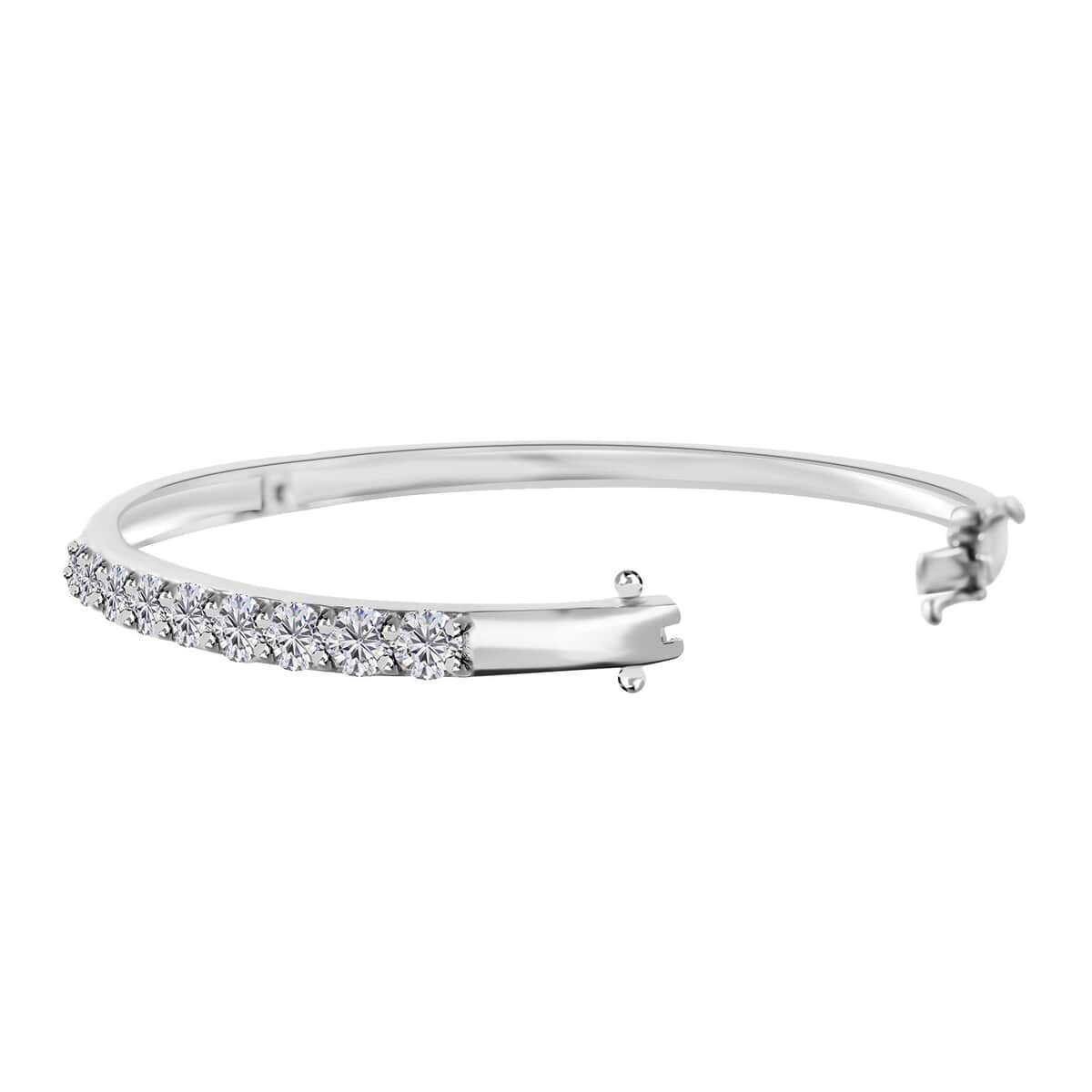 Moissanite Bangle Bracelet in Platinum Over Sterling Silver (6.50 In) 6.50 ctw image number 2