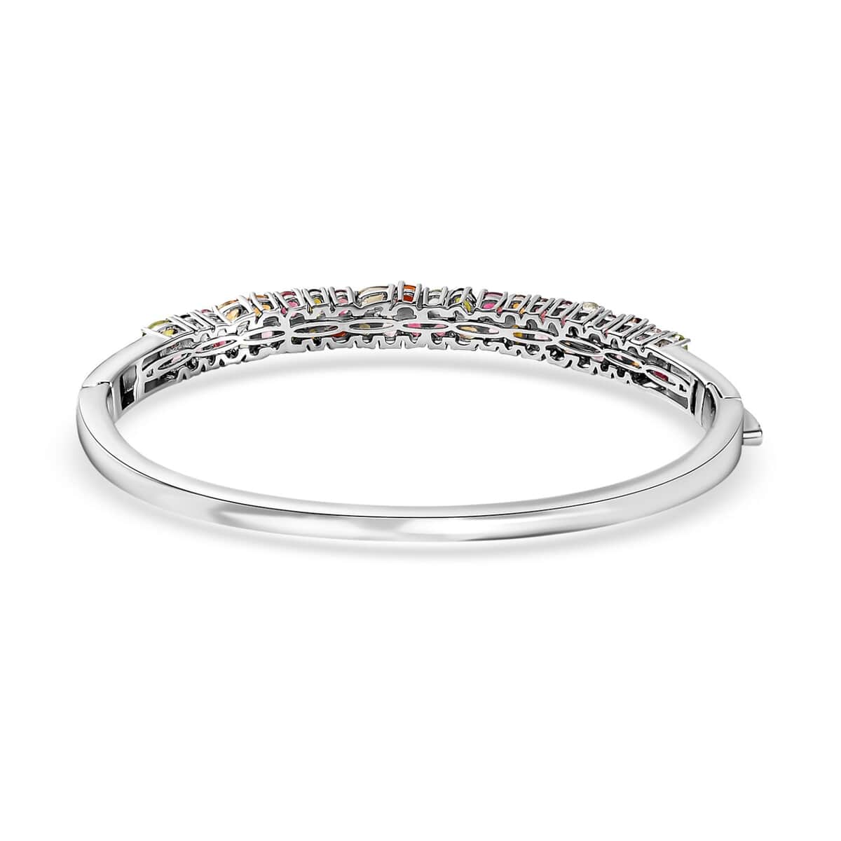 Multi-Tourmaline Bangle Bracelet in Platinum Over Sterling Silver (6.50 In) 7.10 ctw image number 4