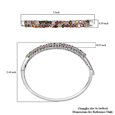 Multi-Tourmaline Bangle Bracelet in Platinum Over Sterling Silver (6.50 In) 7.10 ctw