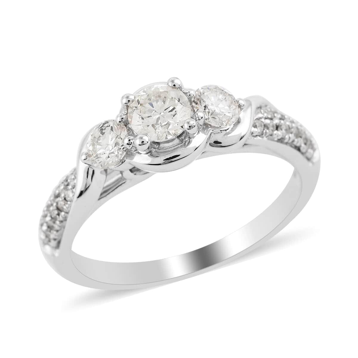 NY Closeout 14K White Gold G-H I1 Diamond Ring (Size 6.5) 4.30 Grams 0.80 ctw image number 0