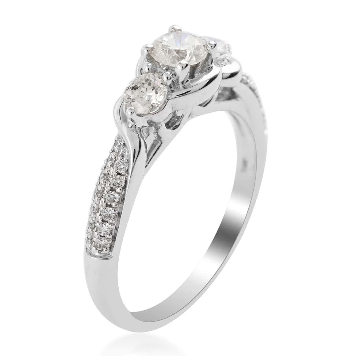 NY Closeout 14K White Gold G-H I1 Diamond Ring (Size 6.5) 4.30 Grams 0.80 ctw image number 2
