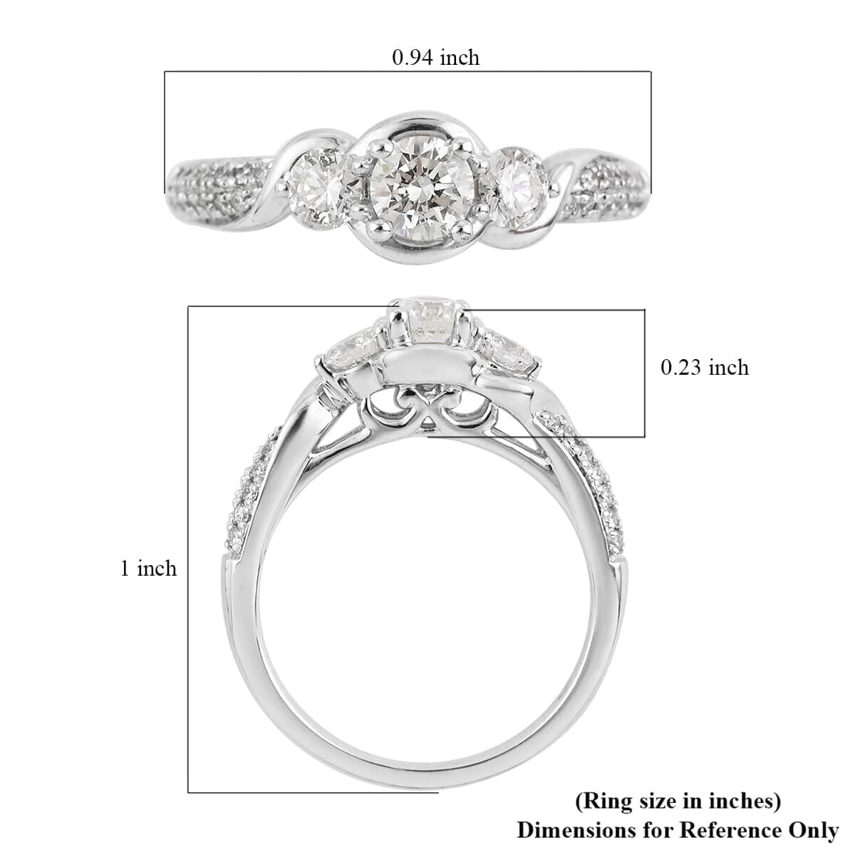 NY Closeout 14K White Gold G-H I1 Diamond Ring (Size 6.5) 4.30 Grams 0.80 ctw image number 3