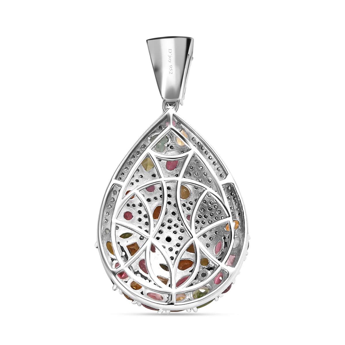 Multi-Tourmaline and Moissanite Pendant in Platinum Over Sterling Silver 6.60 ctw image number 4
