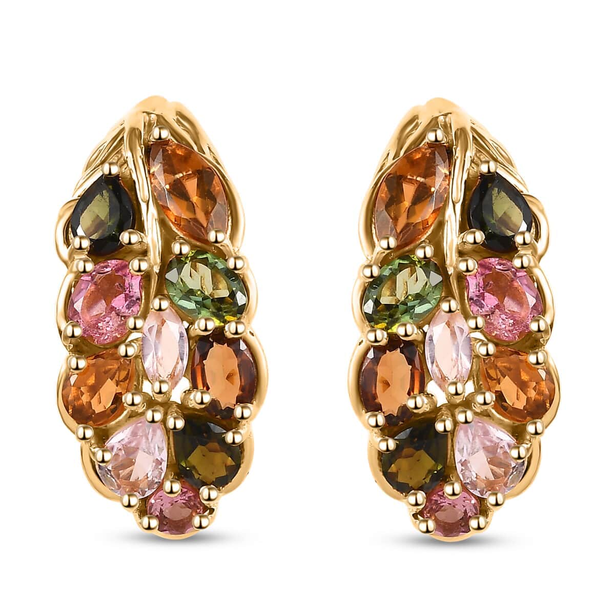 Multi-Tourmaline Stud Earrings in Vermeil Yellow Gold Over Sterling Silver 3.15 ctw image number 0