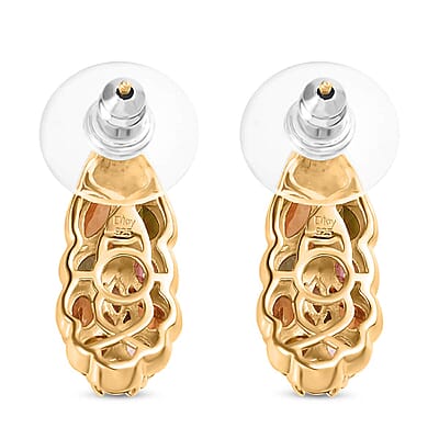 Multi-Tourmaline Stud Earrings in Vermeil Yellow Gold Over Sterling Silver 3.15 ctw