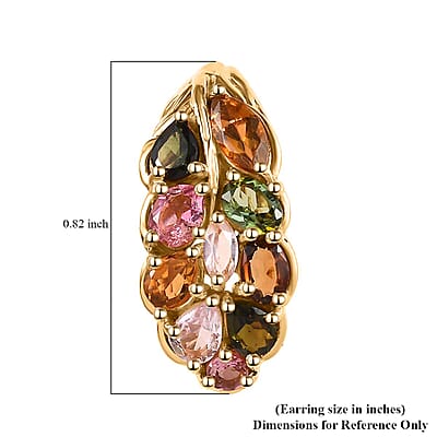Multi-Tourmaline Stud Earrings in Vermeil Yellow Gold Over Sterling Silver 3.15 ctw