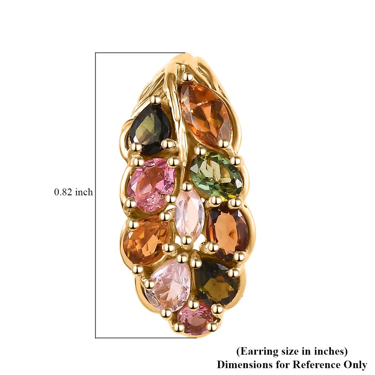 Multi-Tourmaline Stud Earrings in Vermeil Yellow Gold Over Sterling Silver 3.15 ctw image number 5