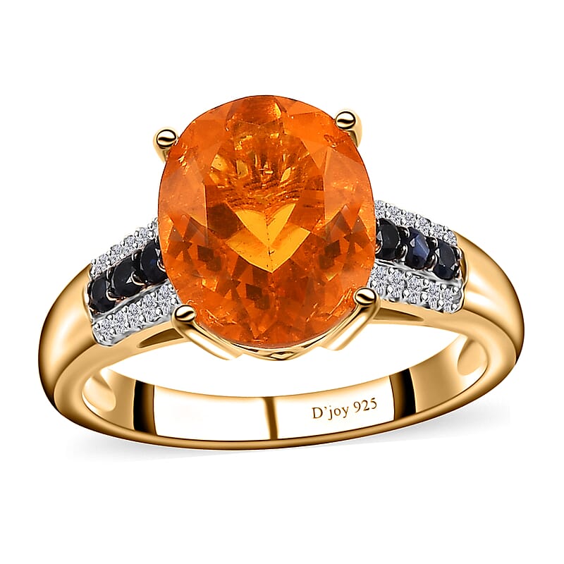 D'Joy Premium Brazilian Fire Opal and Multi Gemstone 2.75 ctw Ring in Vermeil Yellow Gold Over Sterling Silver (Size 7.0)