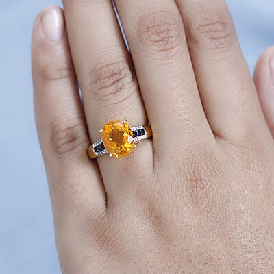 D'Joy Premium Brazilian Fire Opal and Multi Gemstone 2.75 ctw Ring in Vermeil Yellow Gold Over Sterling Silver (Size 7.0)
