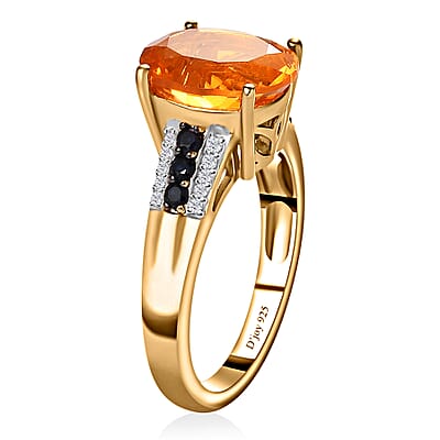 D'Joy Premium Brazilian Fire Opal and Multi Gemstone 2.75 ctw Ring in Vermeil Yellow Gold Over Sterling Silver (Size 7.0)