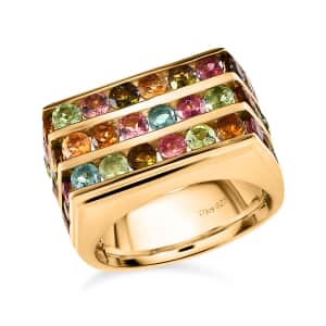Multi-Tourmaline Men's Ring in Vermeil Yellow Gold Over Sterling Silver (Size 10.0) 4.65 ctw