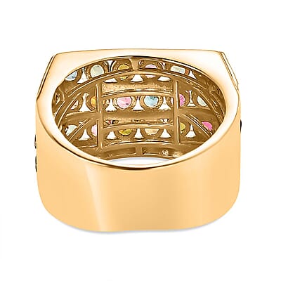 Multi-Tourmaline Men's Ring in Vermeil Yellow Gold Over Sterling Silver (Size 10.0) 4.65 ctw