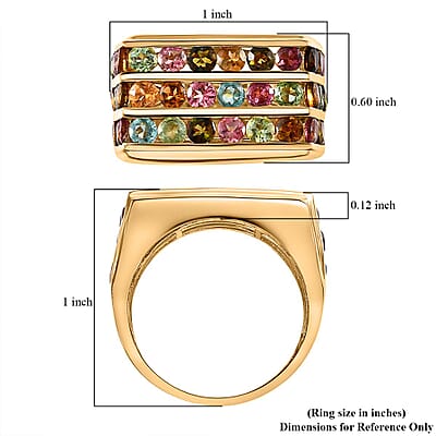 Multi-Tourmaline Men's Ring in Vermeil Yellow Gold Over Sterling Silver (Size 10.0) 4.65 ctw