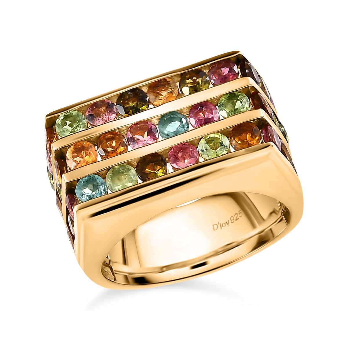 Multi-Tourmaline Men's Ring in Vermeil Yellow Gold Over Sterling Silver (Size 12.0) 4.65 ctw image number 0