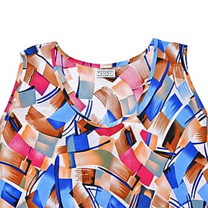 Tamsy Blue Art A-Line Viscose Sleeveless Dress - One Size Plus