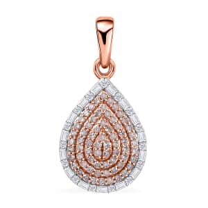 Luxoro 10K Rose Gold I3 Natural Pink and White Diamond Pear Shape Pendant 0.50 ctw