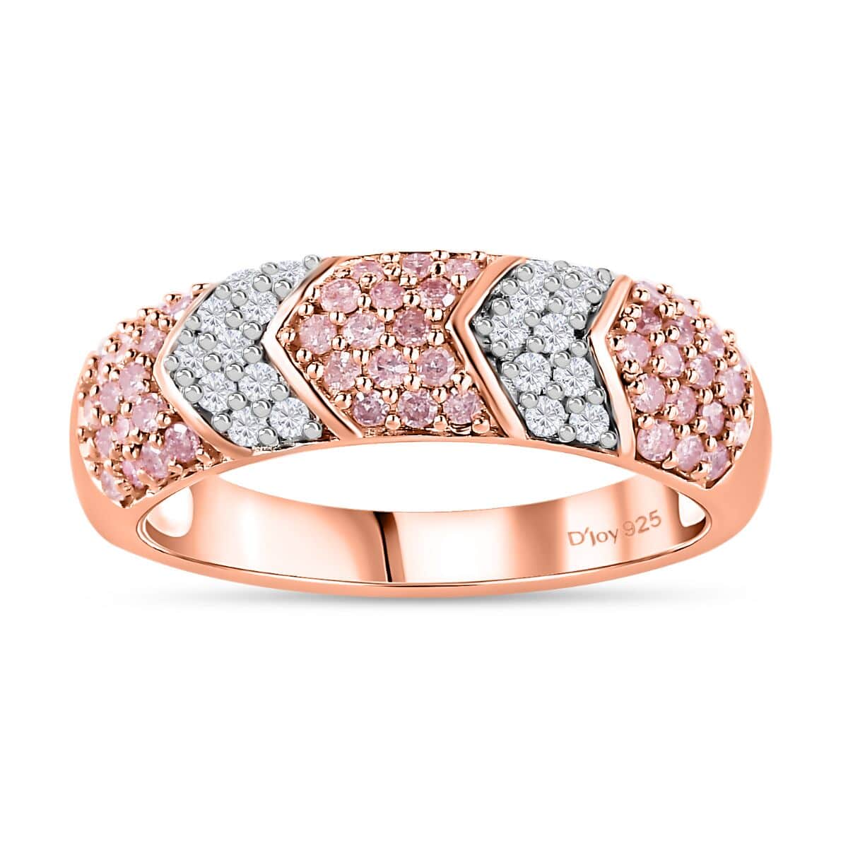 Natural Pink and White Diamond I3 Band Ring in Vermeil Rose Gold Over Sterling Silver (Size 6.0) 0.50 ctw image number 0
