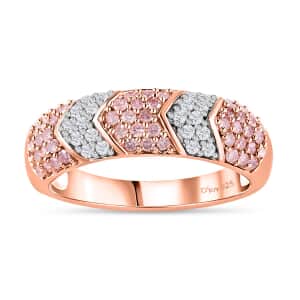 Natural Pink and White Diamond I3 Band Ring in Vermeil Rose Gold Over Sterling Silver (Size 6.0) 0.50 ctw