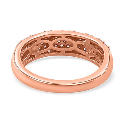 Natural Pink and White Diamond I3 Band Ring in Vermeil Rose Gold Over Sterling Silver (Size 6.0) 0.50 ctw